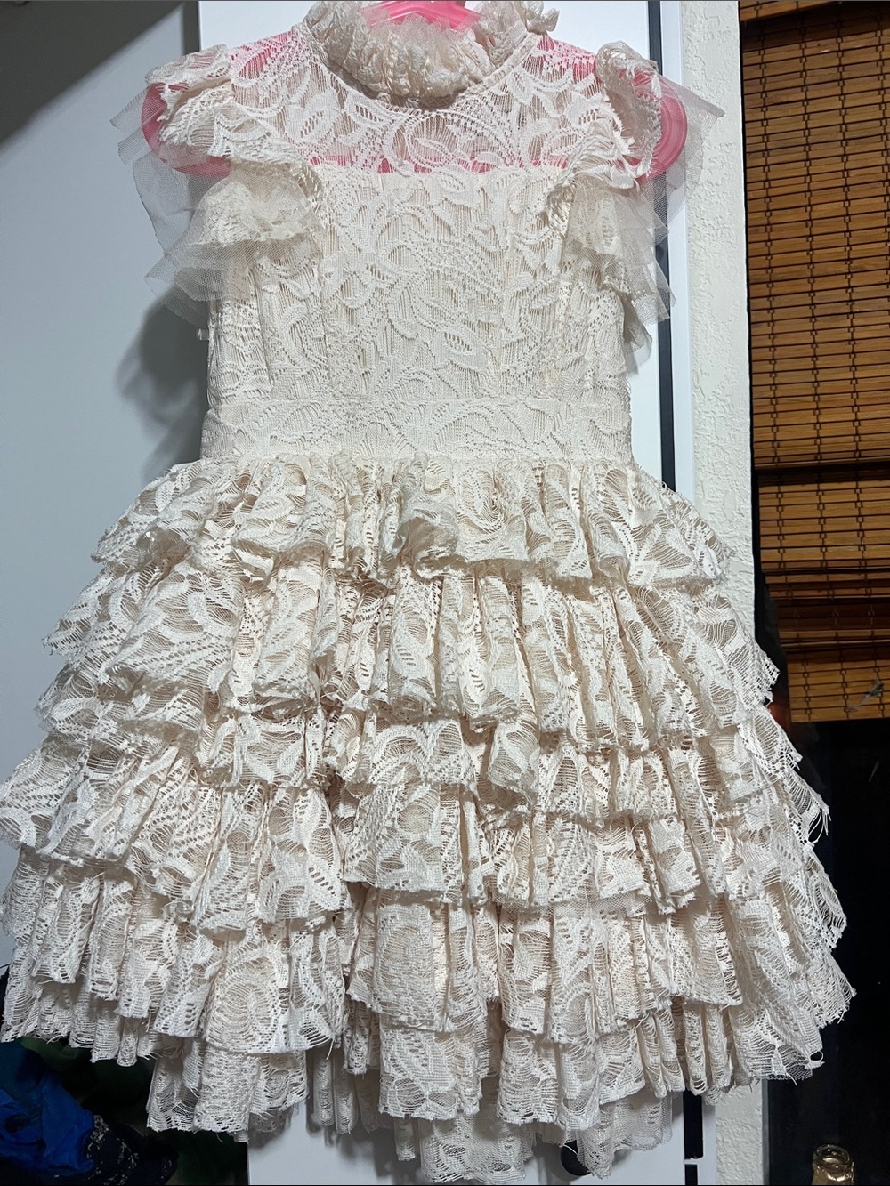 Joyfolie Cream Lace Ruffle Flower Girl Dress